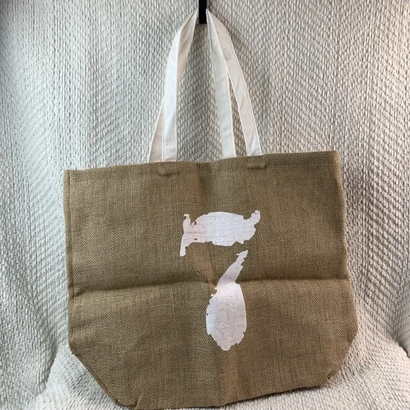 Clarins Burlap Canvas Tote Bag 7 FEED The Children Of The World 15X18X6" Shopper - Picture 13 of 15